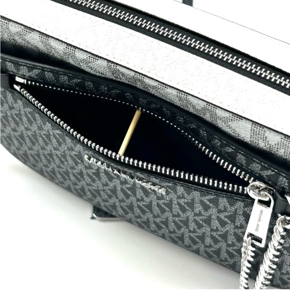 Michael Kors Jet Set Large Signature Logo Crossbody Bag Black Multi